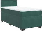 vidaXL Κρεβάτι Boxspring με Στρώμα Σκούρο Πράσινο 80x200 εκ. Βελούδινο