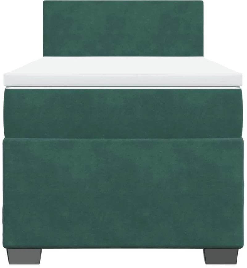 vidaXL Κρεβάτι Boxspring με Στρώμα Σκούρο Πράσινο 80x200 εκ. Βελούδινο