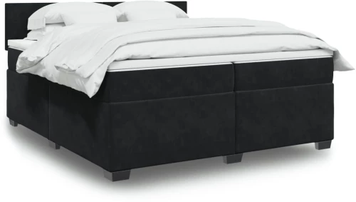 vidaXL Κρεβάτι Boxspring με Στρώμα Μαύρο 200x200 εκ. Βελούδινο