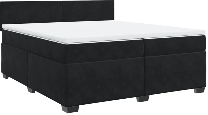 vidaXL Κρεβάτι Boxspring με Στρώμα Μαύρο 200x200 εκ. Βελούδινο
