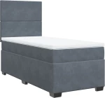 vidaXL Κρεβάτι Boxspring με Στρώμα Σκούρο Γκρι 100x200 εκ. Βελούδινο