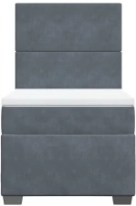 vidaXL Κρεβάτι Boxspring με Στρώμα Σκούρο Γκρι 100x200 εκ. Βελούδινο