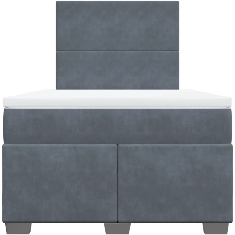 vidaXL Κρεβάτι Boxspring με Στρώμα Σκούρο Γκρι 120x190 εκ. Βελούδινο