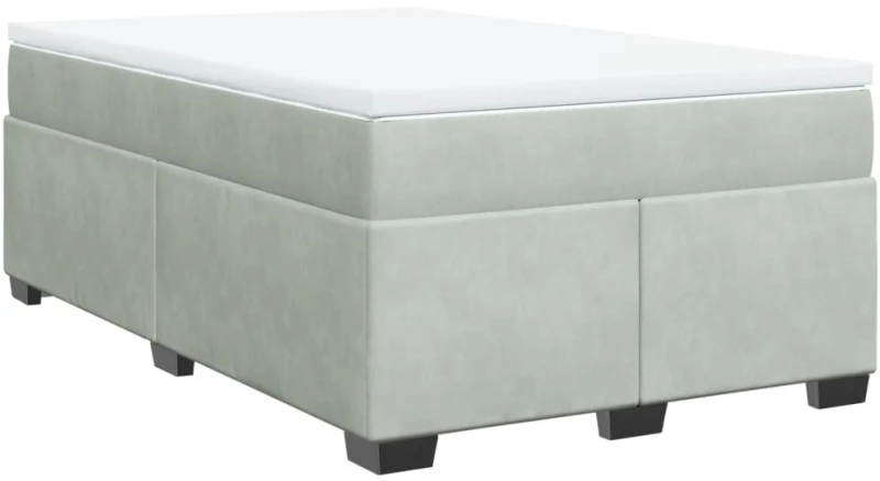 vidaXL Κρεβάτι Boxspring με Στρώμα Ανοιχτό Γκρι 120x190 εκ. Βελούδινο