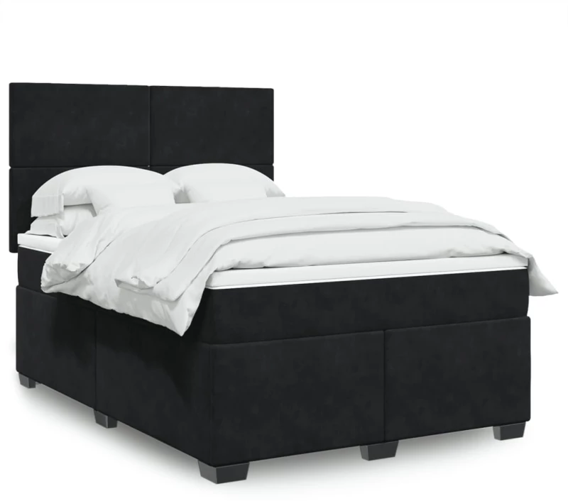 vidaXL Κρεβάτι Boxspring με Στρώμα Μαύρο 160x200 εκ. Βελούδινο