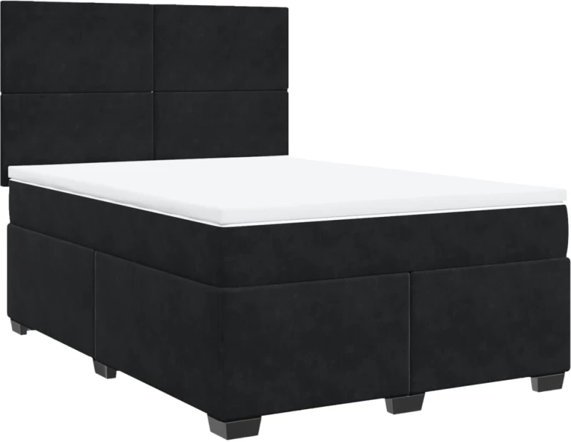 vidaXL Κρεβάτι Boxspring με Στρώμα Μαύρο 160x200 εκ. Βελούδινο