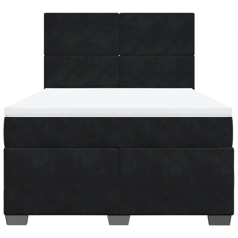 vidaXL Κρεβάτι Boxspring με Στρώμα Μαύρο 160x200 εκ. Βελούδινο