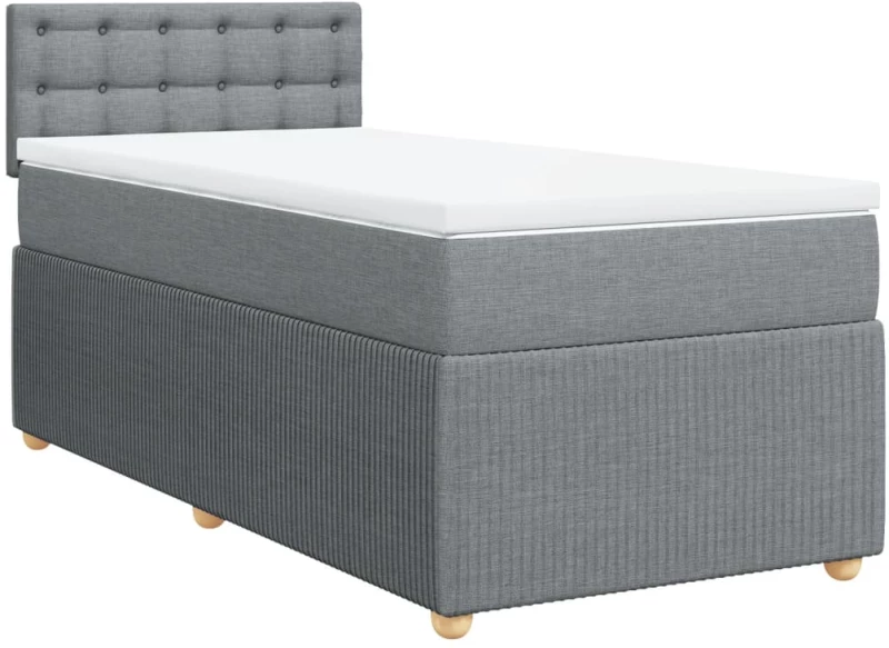 vidaXL Κρεβάτι Boxspring με Στρώμα Ανοιχτό Γκρι 90x190 εκ. Υφασμάτινο