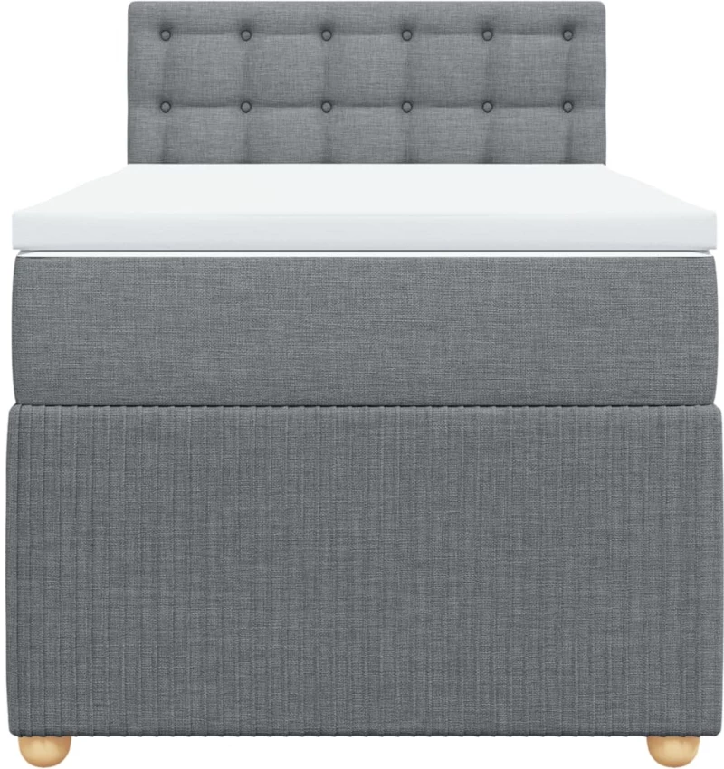 vidaXL Κρεβάτι Boxspring με Στρώμα Ανοιχτό Γκρι 90x190 εκ. Υφασμάτινο