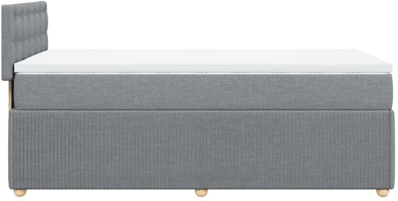 vidaXL Κρεβάτι Boxspring με Στρώμα Ανοιχτό Γκρι 90x190 εκ. Υφασμάτινο