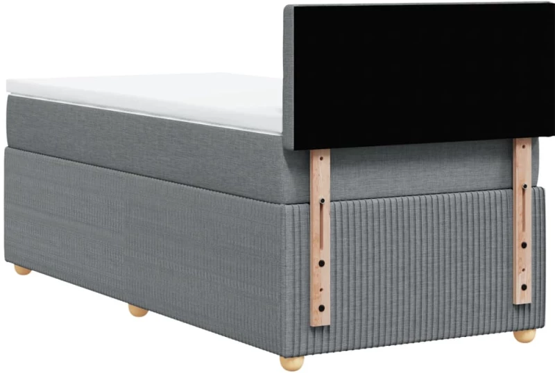 vidaXL Κρεβάτι Boxspring με Στρώμα Ανοιχτό Γκρι 90x190 εκ. Υφασμάτινο