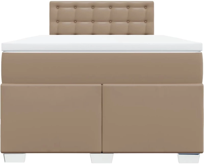 vidaXL Κρεβάτι Boxspring με Στρώμα Καπουτσίνο 120x190εκ.από Συνθ.Δέρμα