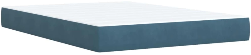 vidaXL Κρεβάτι Boxspring με Στρώμα Σκούρο Μπλε 140x190 εκ. Βελούδινο