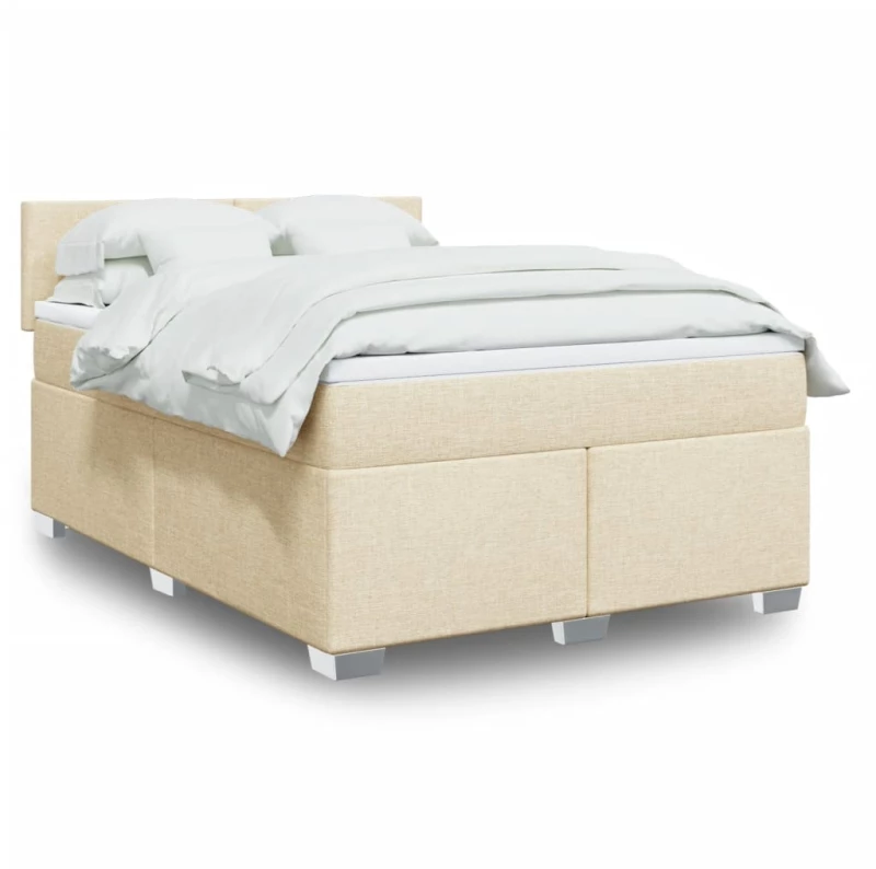 vidaXL Κρεβάτι Boxspring με Στρώμα Κρεμ 160x200 εκ. Υφασμάτινο