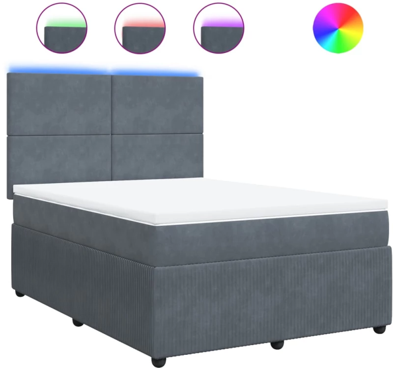 vidaXL Κρεβάτι Boxspring με Στρώμα Σκούρο Γκρι 160x200 εκ. Βελούδινο