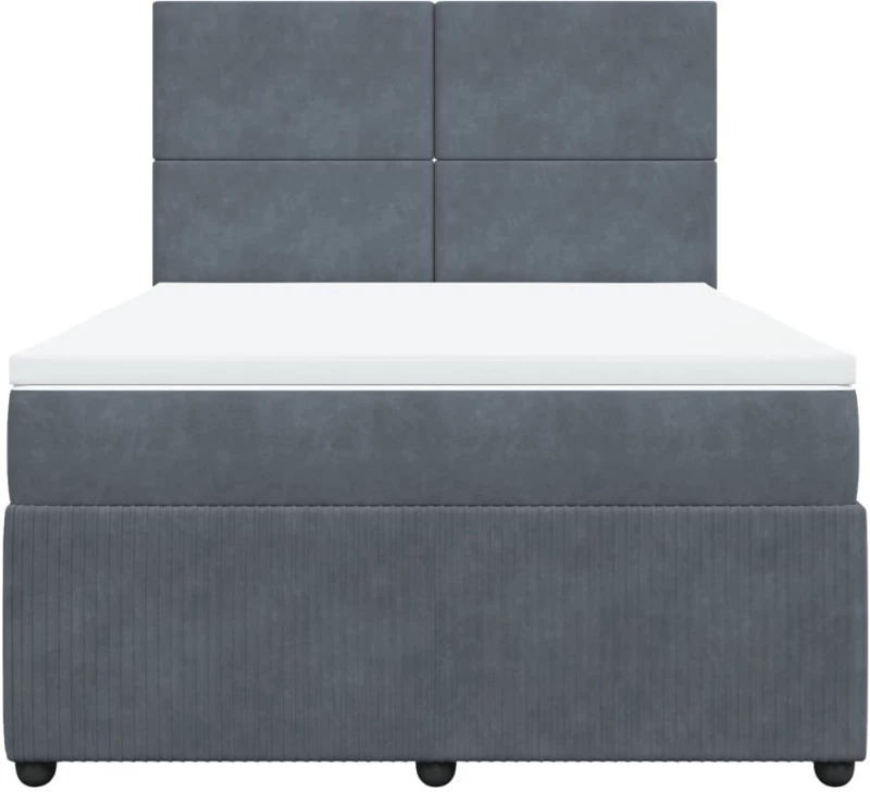 vidaXL Κρεβάτι Boxspring με Στρώμα Σκούρο Γκρι 160x200 εκ. Βελούδινο