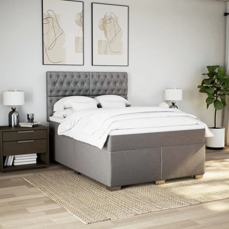 vidaXL Κρεβάτι Boxspring με Στρώμα Taupe 140x200 εκ. Υφασμάτινο