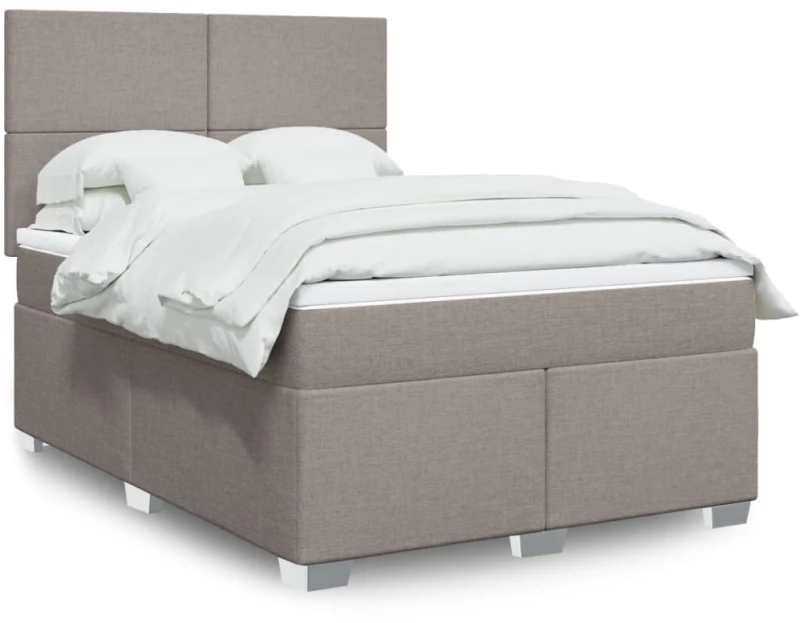 vidaXL Κρεβάτι Boxspring με Στρώμα Taupe 160x200 εκ. Υφασμάτινο
