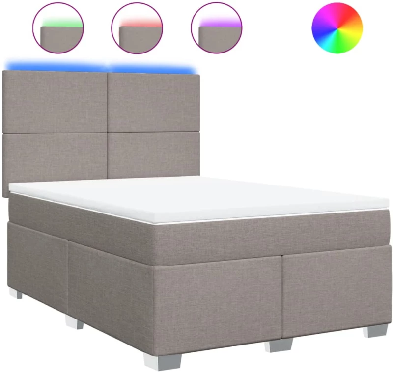 vidaXL Κρεβάτι Boxspring με Στρώμα Taupe 160x200 εκ. Υφασμάτινο