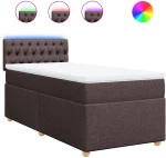vidaXL Κρεβάτι Boxspring με Στρώμα Σκούρο Καφέ 90x190 εκ. Υφασμάτινο