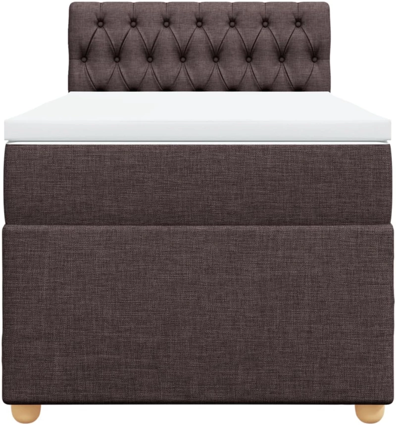 vidaXL Κρεβάτι Boxspring με Στρώμα Σκούρο Καφέ 90x190 εκ. Υφασμάτινο