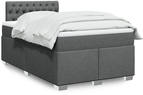 vidaXL Κρεβάτι Boxspring με Στρώμα Σκούρο Γκρι 120x190 εκ Υφασμάτινο