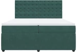 vidaXL Κρεβάτι Boxspring με Στρώμα Σκούρο Πράσινο 200x200εκ. Βελούδινο