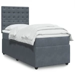 vidaXL Κρεβάτι Boxspring με Στρώμα Σκούρο Γκρι 100x200 εκ. Βελούδινο