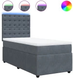 vidaXL Κρεβάτι Boxspring με Στρώμα Σκούρο Γκρι 100x200 εκ. Βελούδινο