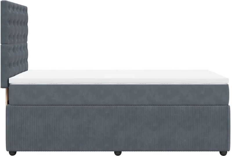 vidaXL Κρεβάτι Boxspring με Στρώμα Σκούρο Γκρι 100x200 εκ. Βελούδινο