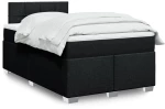 vidaXL Κρεβάτι Boxspring με Στρώμα Μαύρο 120x190 εκ. Υφασμάτινο