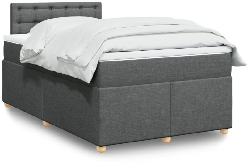 vidaXL Κρεβάτι Boxspring με Στρώμα Σκούρο Γκρι 120x200 εκ. Υφασμάτινο