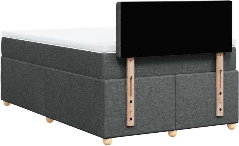 vidaXL Κρεβάτι Boxspring με Στρώμα Σκούρο Γκρι 120x200 εκ. Υφασμάτινο