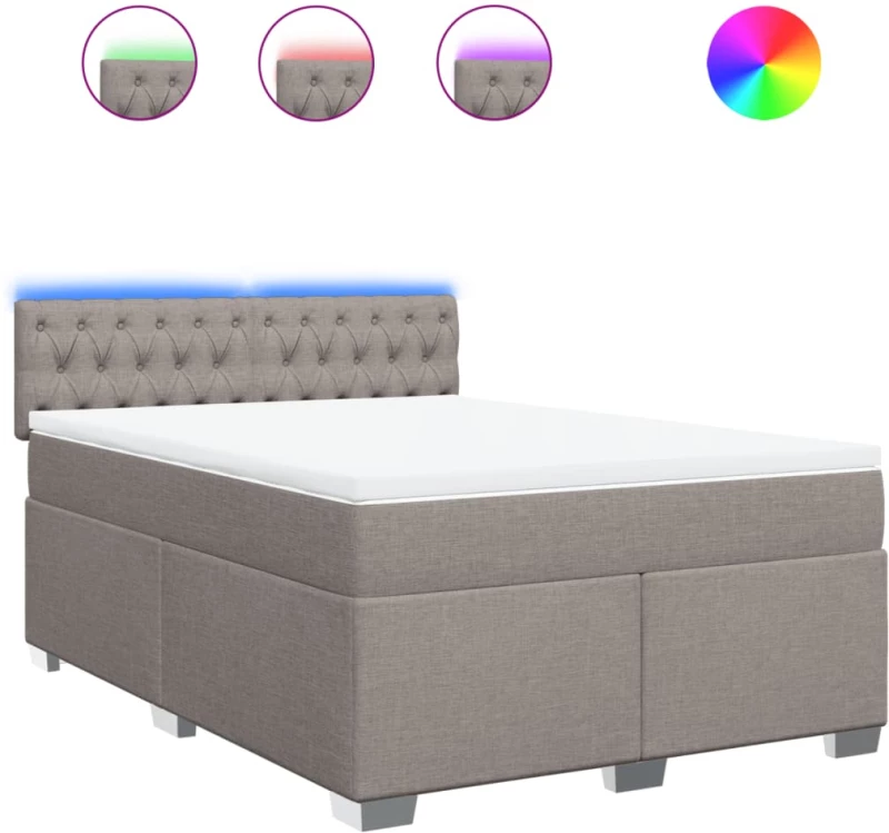 vidaXL Κρεβάτι Boxspring με Στρώμα Taupe 160x200 εκ. Υφασμάτινο
