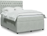 vidaXL Κρεβάτι Boxspring με Στρώμα Ανοιχτό Γκρι 160x200 εκ. Βελούδινο