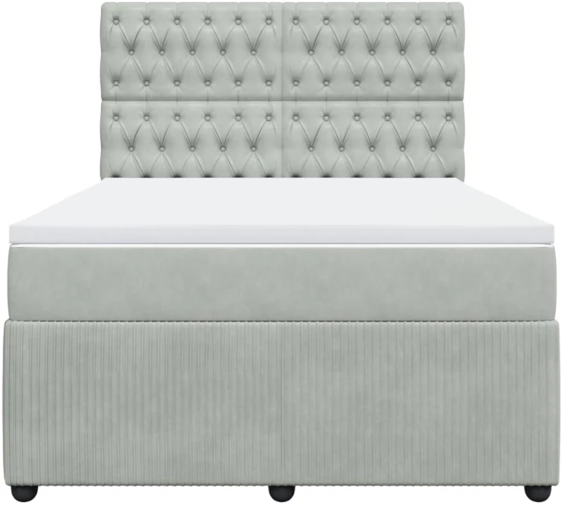 vidaXL Κρεβάτι Boxspring με Στρώμα Ανοιχτό Γκρι 160x200 εκ. Βελούδινο
