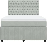 vidaXL Κρεβάτι Boxspring με Στρώμα Ανοιχτό Γκρι 160x200 εκ. Βελούδινο