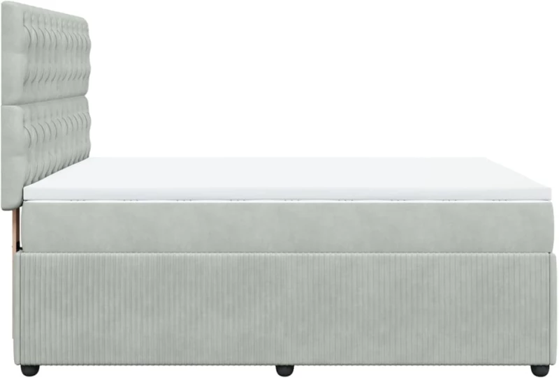 vidaXL Κρεβάτι Boxspring με Στρώμα Ανοιχτό Γκρι 160x200 εκ. Βελούδινο
