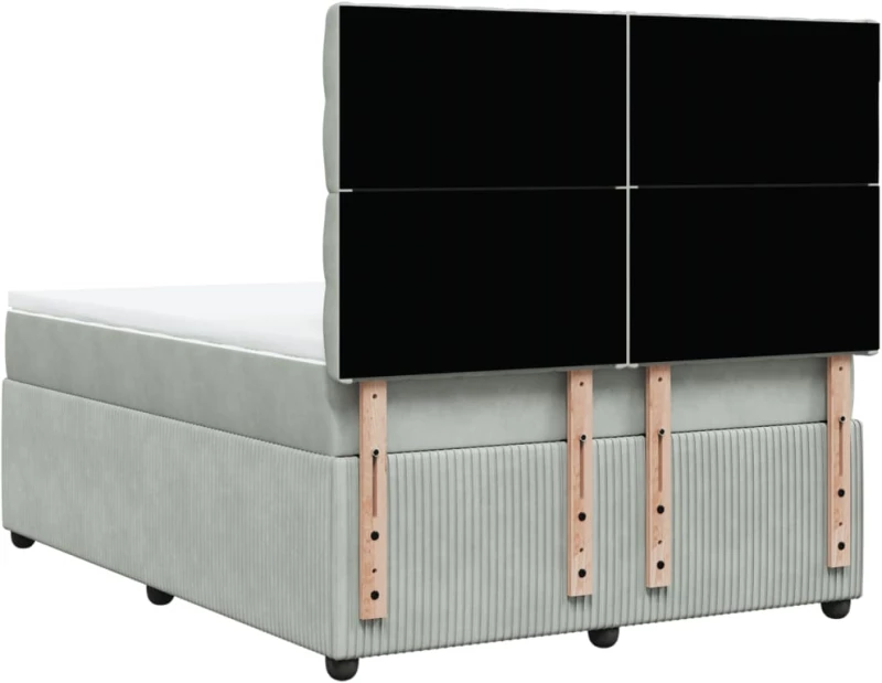 vidaXL Κρεβάτι Boxspring με Στρώμα Ανοιχτό Γκρι 160x200 εκ. Βελούδινο