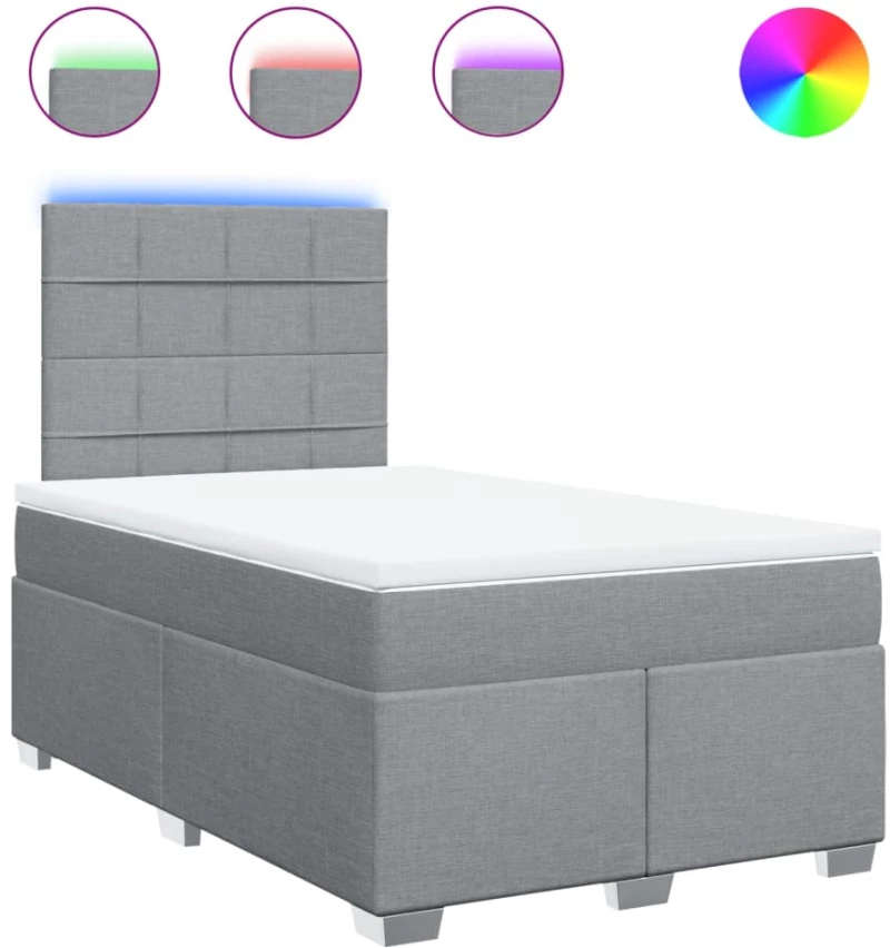 vidaXL Κρεβάτι Boxspring με Στρώμα Ανοιχτό Γκρι 120x200 εκ. Υφασμάτινο