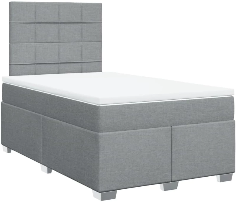vidaXL Κρεβάτι Boxspring με Στρώμα Ανοιχτό Γκρι 120x200 εκ. Υφασμάτινο