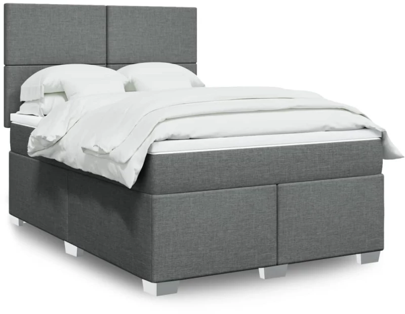 vidaXL Κρεβάτι Boxspring με Στρώμα Σκούρο Γκρι 140x200 εκ Υφασμάτινο