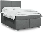 vidaXL Κρεβάτι Boxspring με Στρώμα Σκούρο Γκρι 140x200 εκ Υφασμάτινο