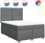 vidaXL Κρεβάτι Boxspring με Στρώμα Σκούρο Γκρι 140x200 εκ Υφασμάτινο