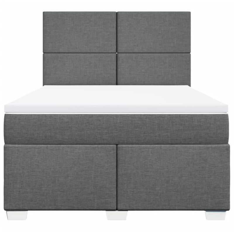 vidaXL Κρεβάτι Boxspring με Στρώμα Σκούρο Γκρι 140x200 εκ Υφασμάτινο