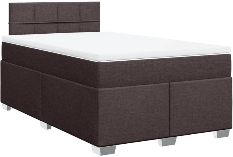 vidaXL Κρεβάτι Boxspring με Στρώμα Σκούρο Καφέ 120x200 εκ. Υφασμάτινο