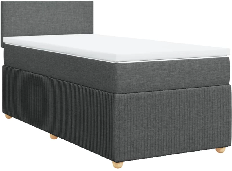 vidaXL Κρεβάτι Boxspring με Στρώμα Σκούρο Γκρι 90x190 εκ. Υφασμάτινο