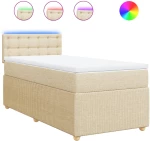 vidaXL Κρεβάτι Boxspring με Στρώμα Κρεμ 90x190 εκ.Υφασμάτινο