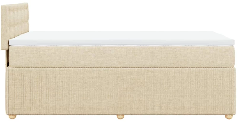 vidaXL Κρεβάτι Boxspring με Στρώμα Κρεμ 90x190 εκ.Υφασμάτινο