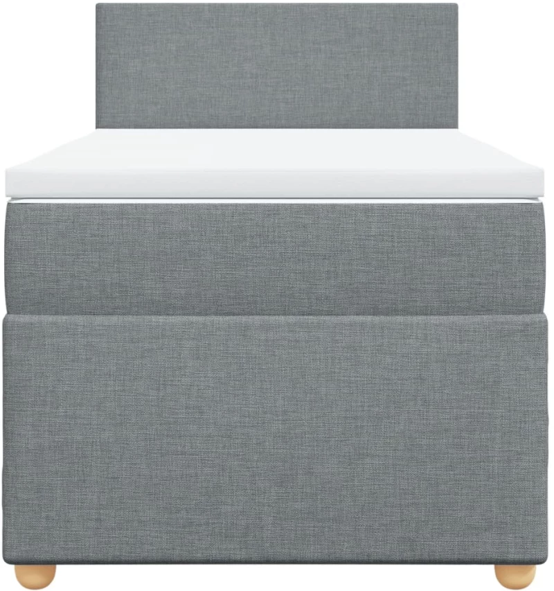 vidaXL Κρεβάτι Boxspring με Στρώμα Ανοιχτό Γκρι 90x200 εκ. Υφασμάτινο